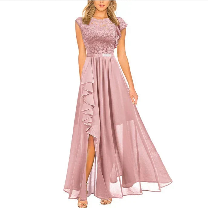 Women's formal A-line maxi dress, an elegant choice for evening wear or special occasion attire.