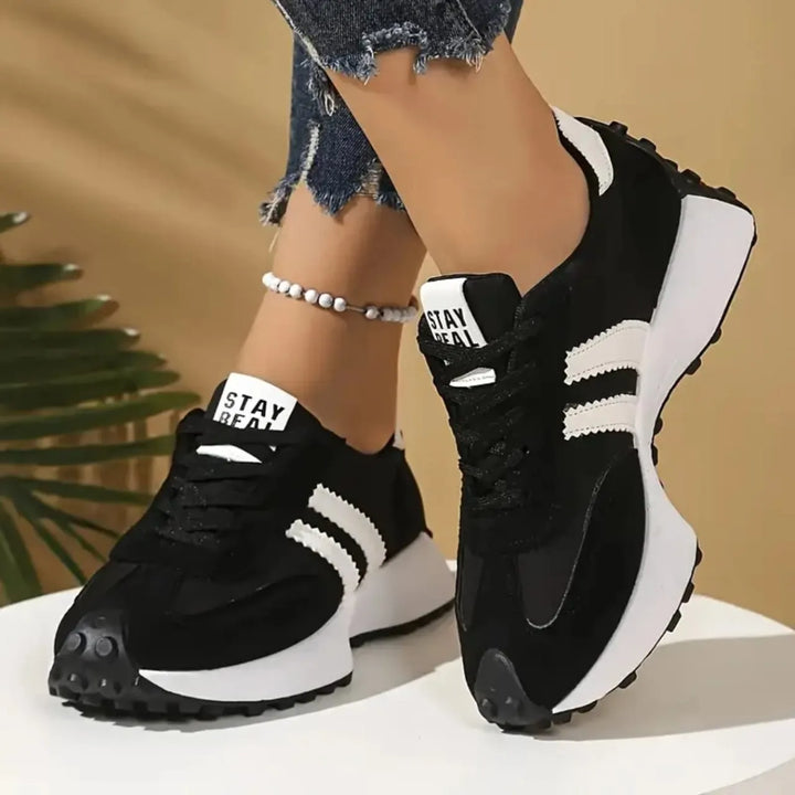 Women's platform lace-up comfort sneakers, ideal for all-day wear. Stylish everyday walking shoes.