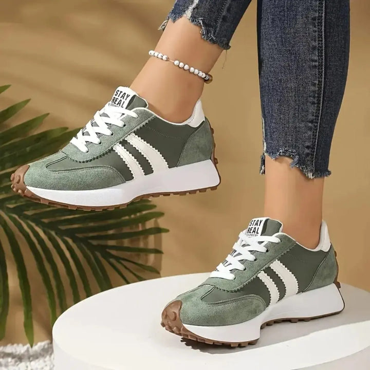 Women's stylish platform lace-up sneakers. Comfort-focused casual footwear, perfect for everyday walking.