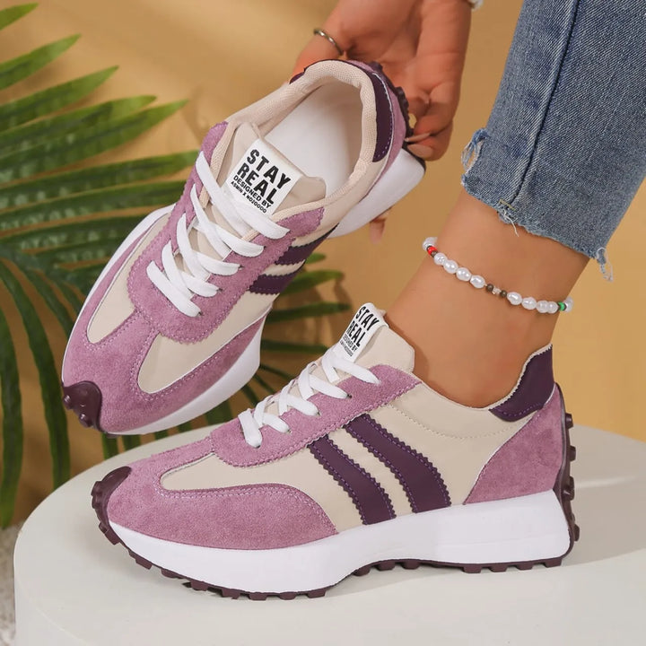Chic women's platform lace-up comfort sneakers. Trendy casual shoes, great for all-day style and walking.