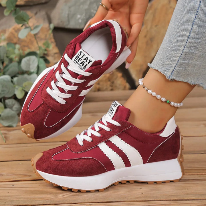 Comfortable women's platform lace-up sneakers. Perfect stylish walking shoes for casual and everyday wear.