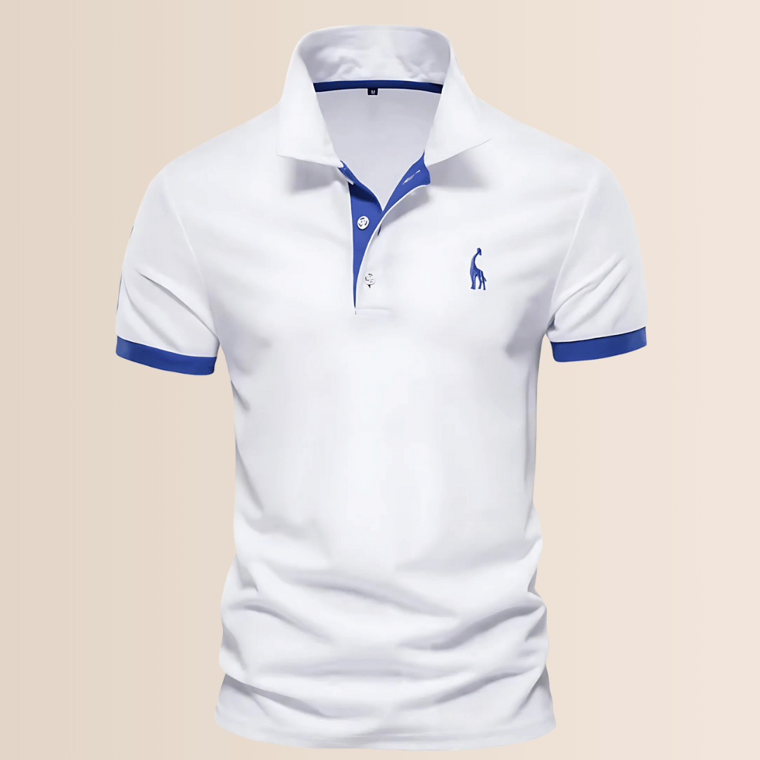 Comfortable men's stand collar V-neck polo shirt. Short sleeve casual top, perfect for everyday spring & summer.