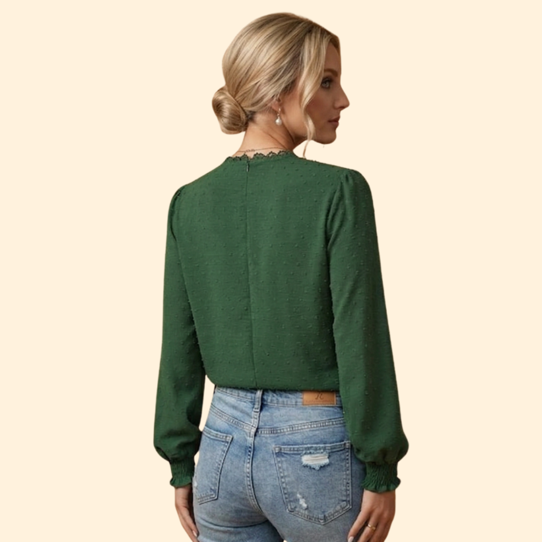 Versatile women's lace embroidered blouse, ideal for a casual chic day or an elegant formal event.