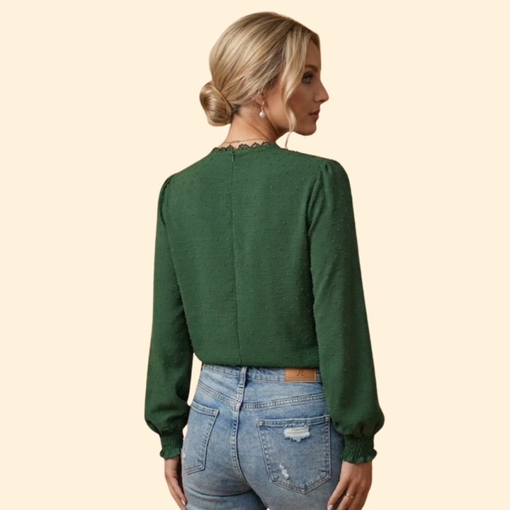 Versatile women's lace embroidered blouse, ideal for a casual chic day or an elegant formal event.