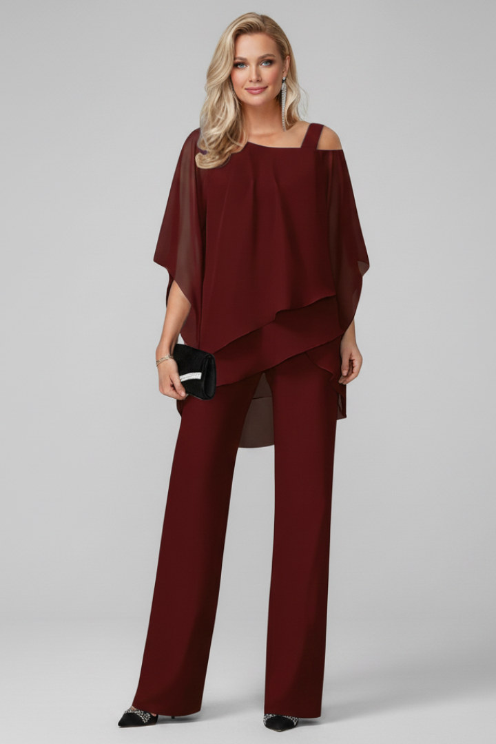 Fashionable women's off-shoulder wide-leg jumpsuit. A must-have for elegant summer style.