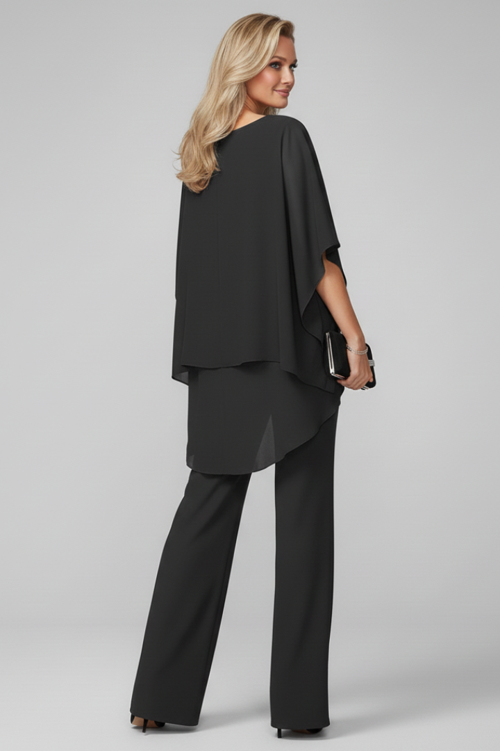 Stylish women's off-shoulder wide-leg jumpsuit. Versatile design for elegant casual or evening wear.