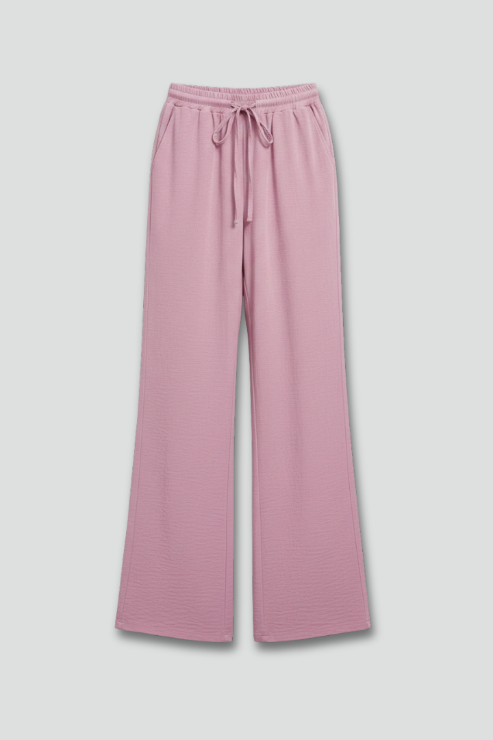 Women's casual wide leg palazzo pants with drawstring waist & pockets, perfect for summer comfort.