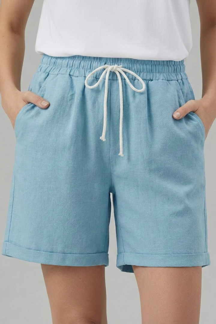 Women's casual drawstring shorts, perfect for a relaxed summer look with pockets.
