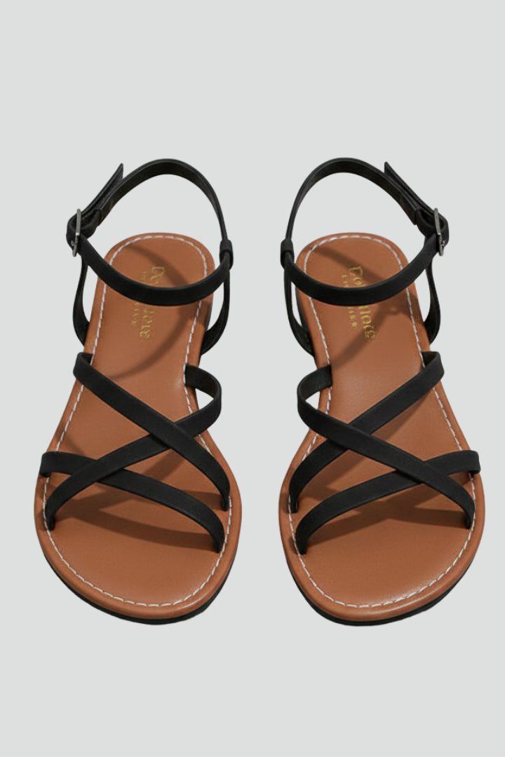 Isabella women's strappy flat sandals with comfortable ankle strap, open toe design, perfect for summer casual wear.