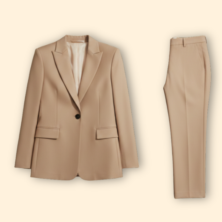 Elegant women's blazer trouser set, perfect for professional office wear & modern style.