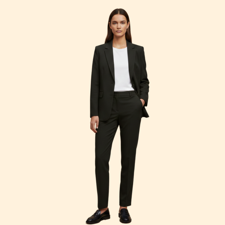 Versatile women's elegant blazer trouser set. Perfect for office wear, professional events, or smart casual style.