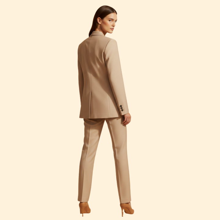 Coordinated women's elegant blazer & trousers. A fashionable two-piece suit for professional or smart wear.