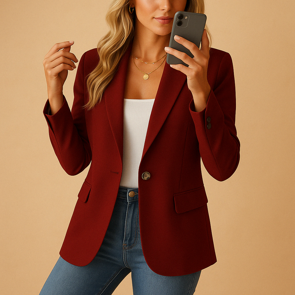 Lightweight women's fitted tailored blazer, comfortable & chic summer professional attire. Great for workwear & office fashion.