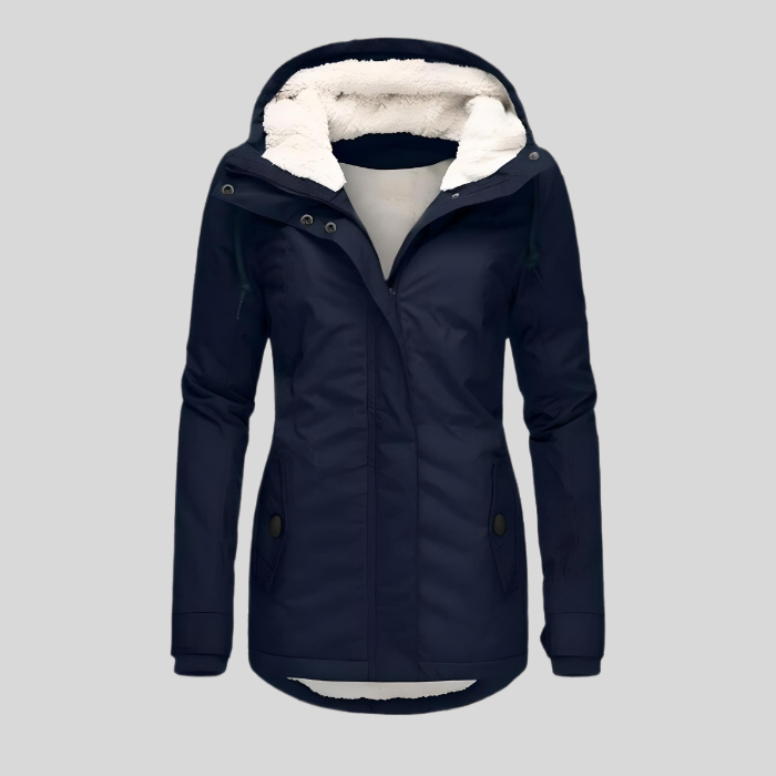 Warm women's insulated winter coat for extreme cold. Waterproof and weather-protective outerwear.