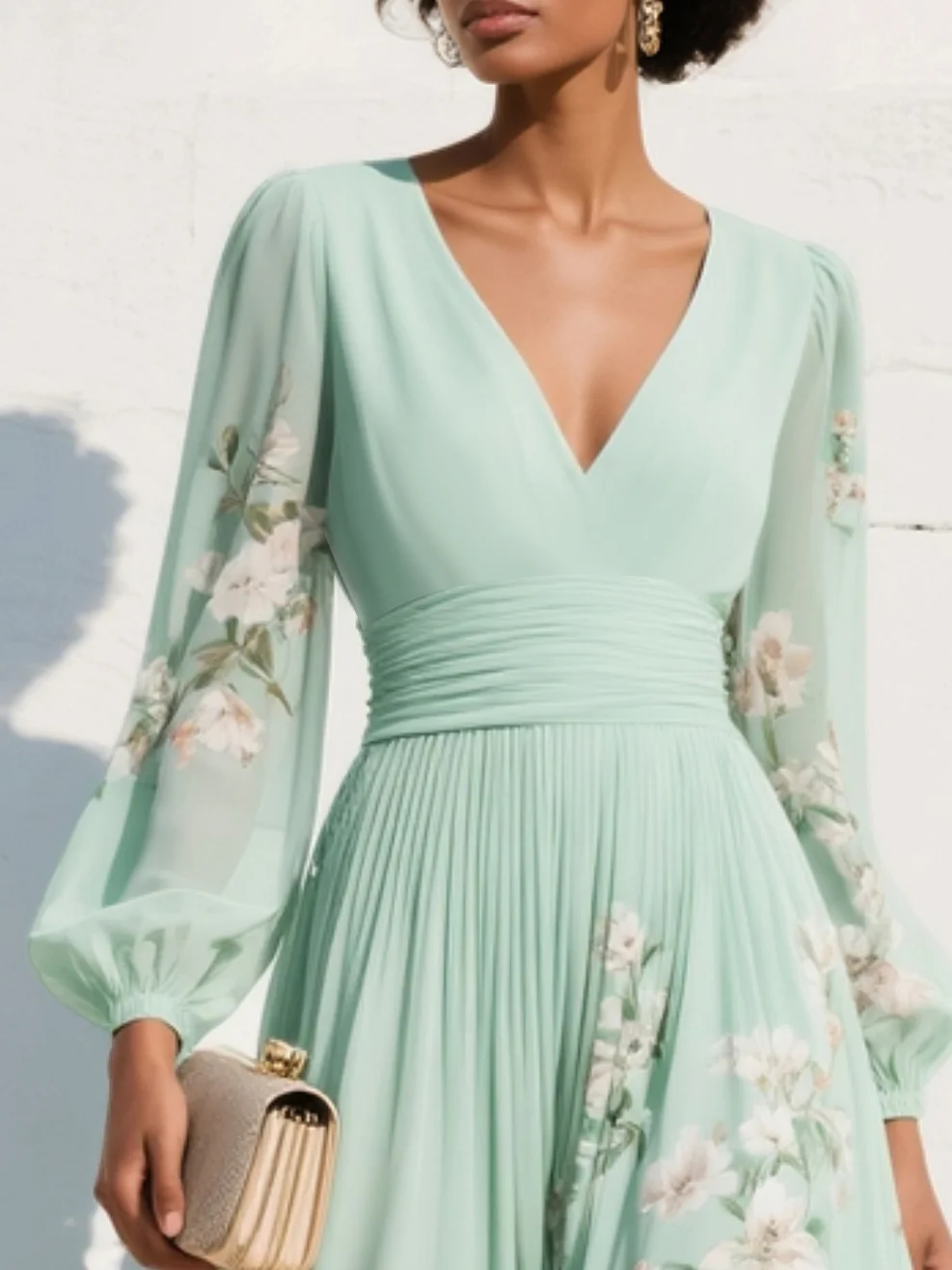 Vibrant blue floral midi dress, an elegant women's summer dress featuring a beautiful all-over flower pattern.