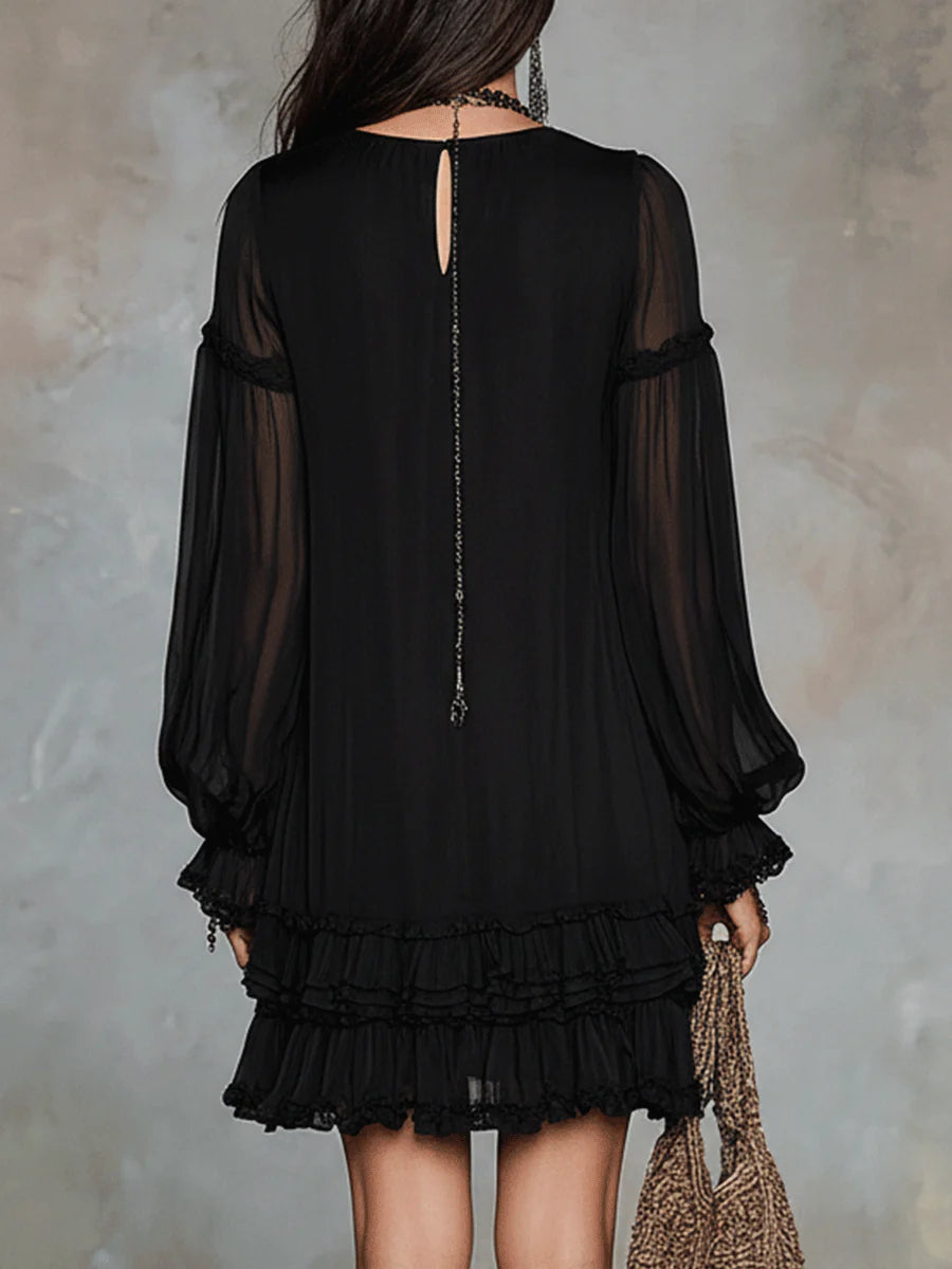 Flattering women's mini dress with ruffles, comfortable & stylish for any occasion.