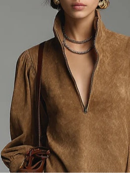 Elegant women's long sleeve turtleneck mini dress. Stylish & cozy for casual daywear or chic evening events.