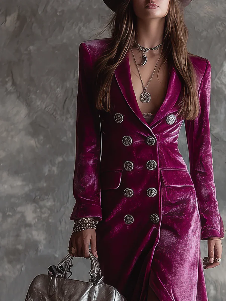 Chic women's long sleeve blazer dress, ideal for cocktail parties, evening events & sophisticated occasion wear.