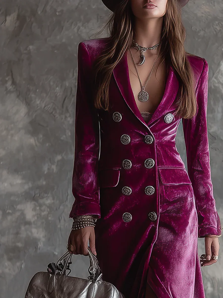 Chic women's long sleeve blazer dress, ideal for cocktail parties, evening events & sophisticated occasion wear.