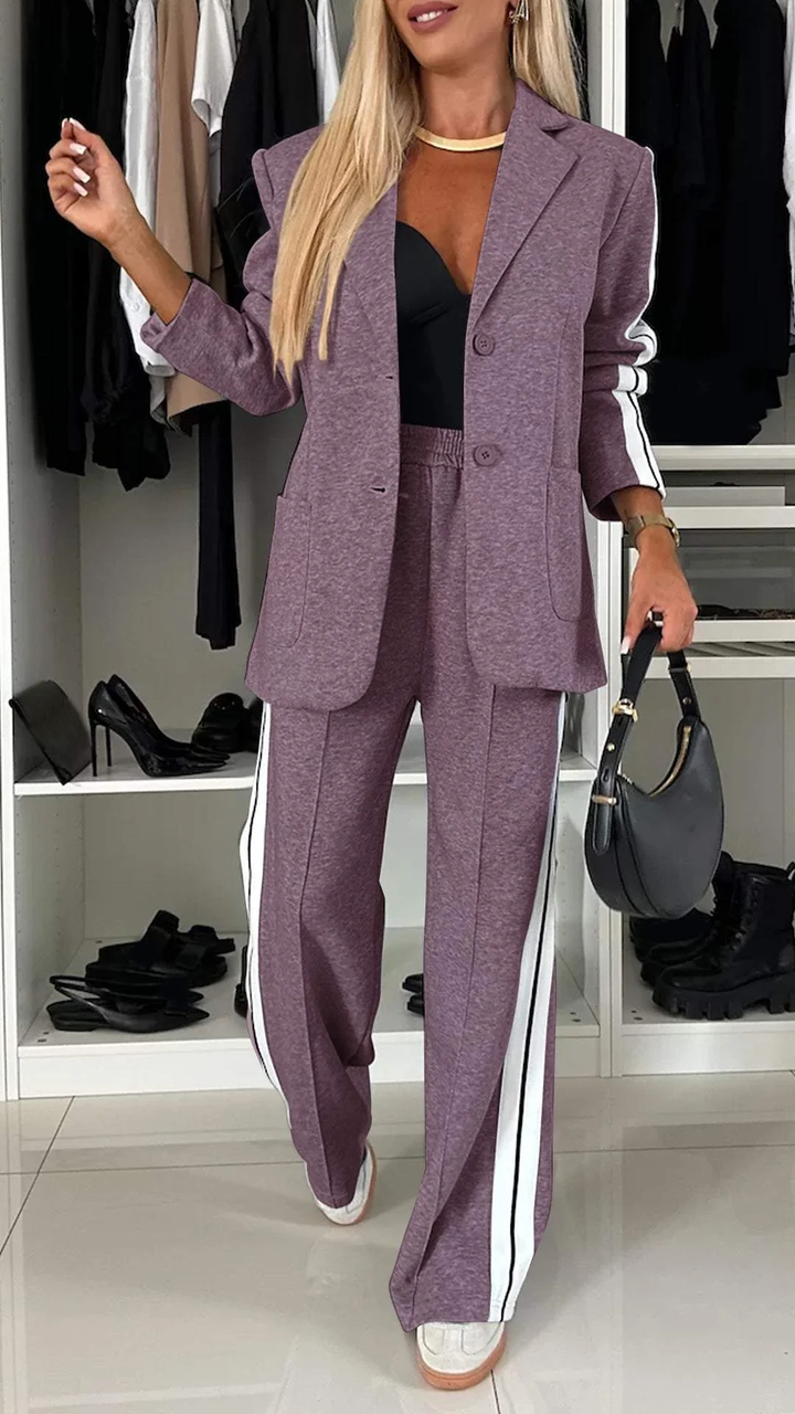 Soft cotton blend pants from a women's long sleeve casual suit set, ideal for versatile autumn wear.