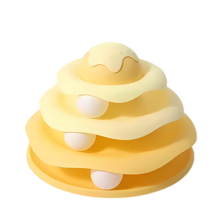 Vibrant PawTornado spinning track toy with levels for engaging indoor cat enrichment.