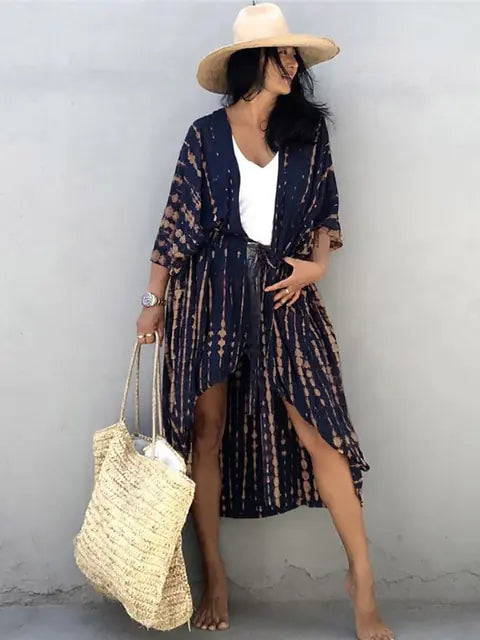 Bohemian-inspired flowy sarong cover-up, perfect for summer beach days.