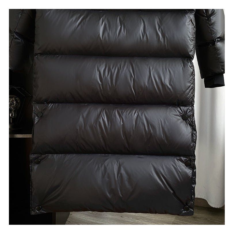 Women's stylish quilted hooded jacket, longline for extra winter warmth.