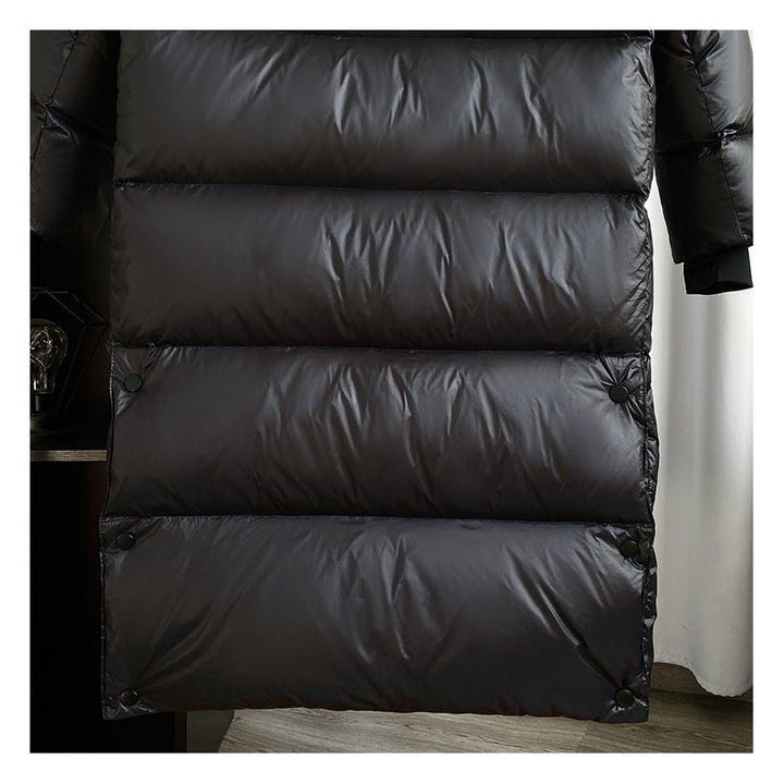 Women's stylish quilted hooded jacket, longline for extra winter warmth.