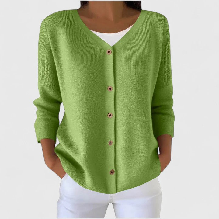 Elegant women's hooded cardigan, versatile button-down style for comfortable layering.
