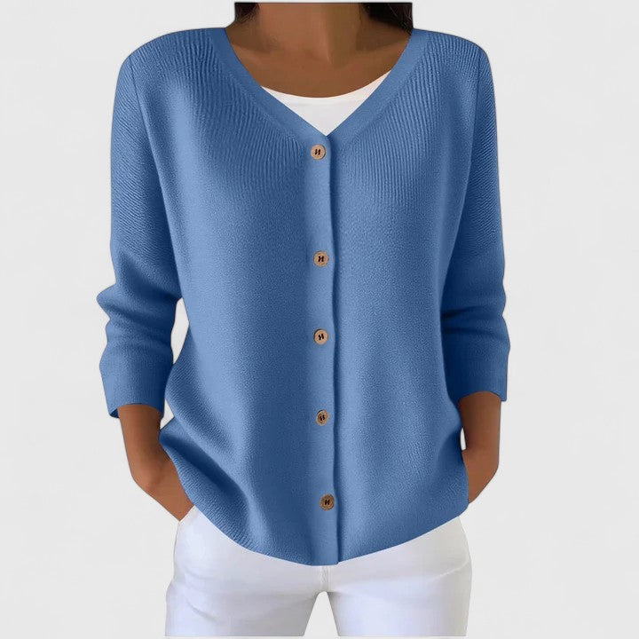 Ladies' elegant hooded cardigan, perfect for casual comfort or stylish layering.