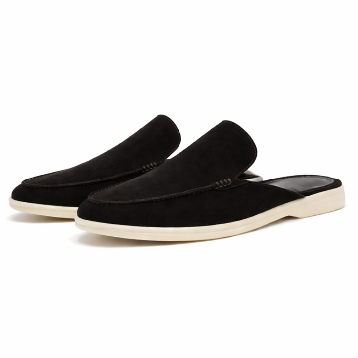 Men's backless loafer slip-on shoes for comfortable, relaxed summer style.