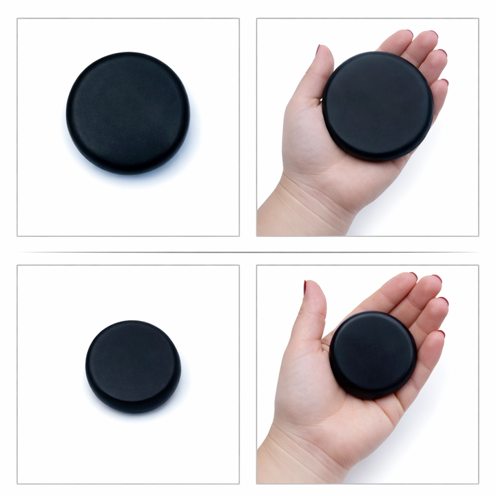 Heated volcanic stone massage set, ideal for deep tissue relaxation and muscle relief at home or spa.