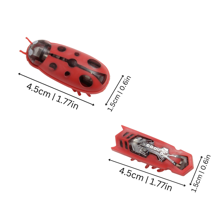 Close-up of a cat pawing a red vibrating nanobug toy. Engages pet in interactive hunting play & exercise.