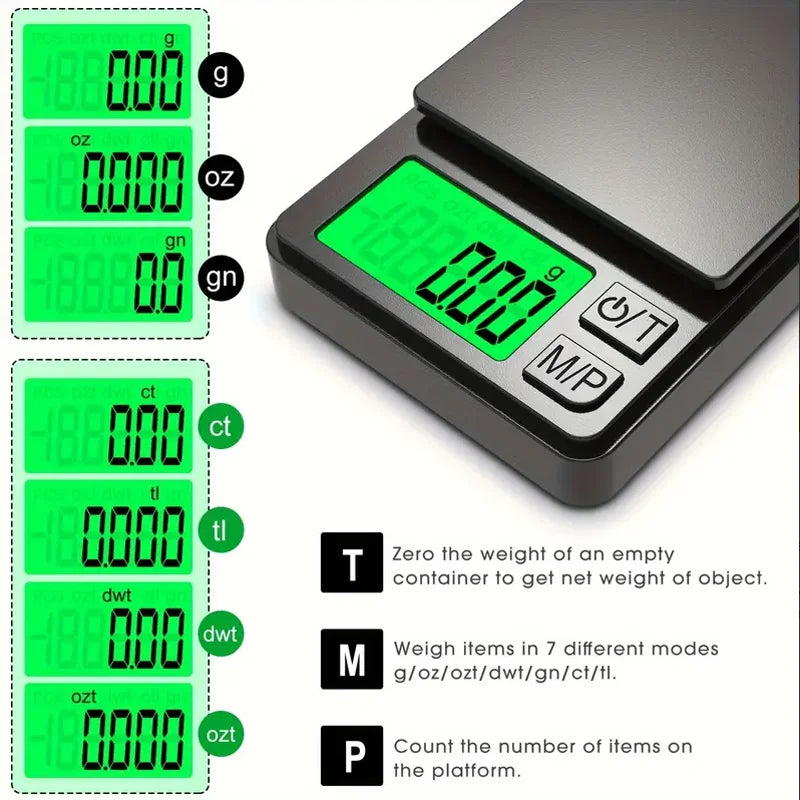 Unisex mini electronic scale, sleek design, accurate for travel, weighing small items with high precision.