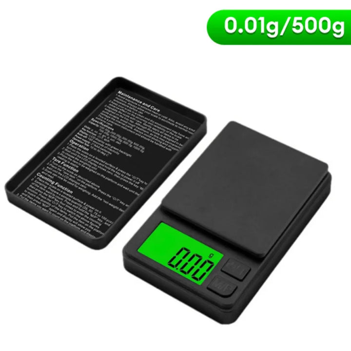 Travel-friendly digital scale, black finish, designed for accurate, on-the-go weighing of various small items.
