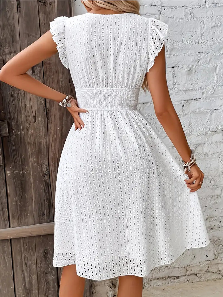 Elegant yet casual women's summer dress, perfect for stylish vacation outfits & comfortable beachwear.