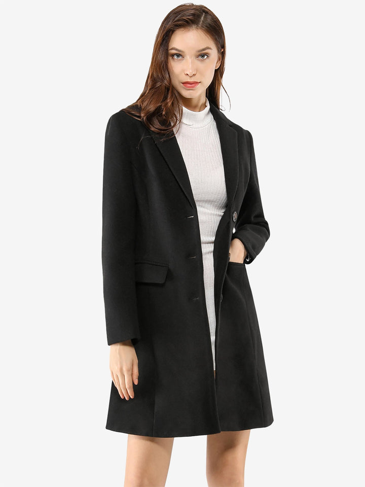 Elegant women's tailored winter coat. Classic collared outerwear for cold weather & versatile fashion.