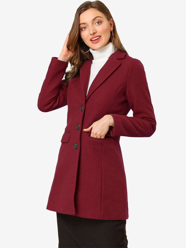 Elegant women's long-sleeve winter coat. Tailored fit, classic collared design for seasonal sophistication.