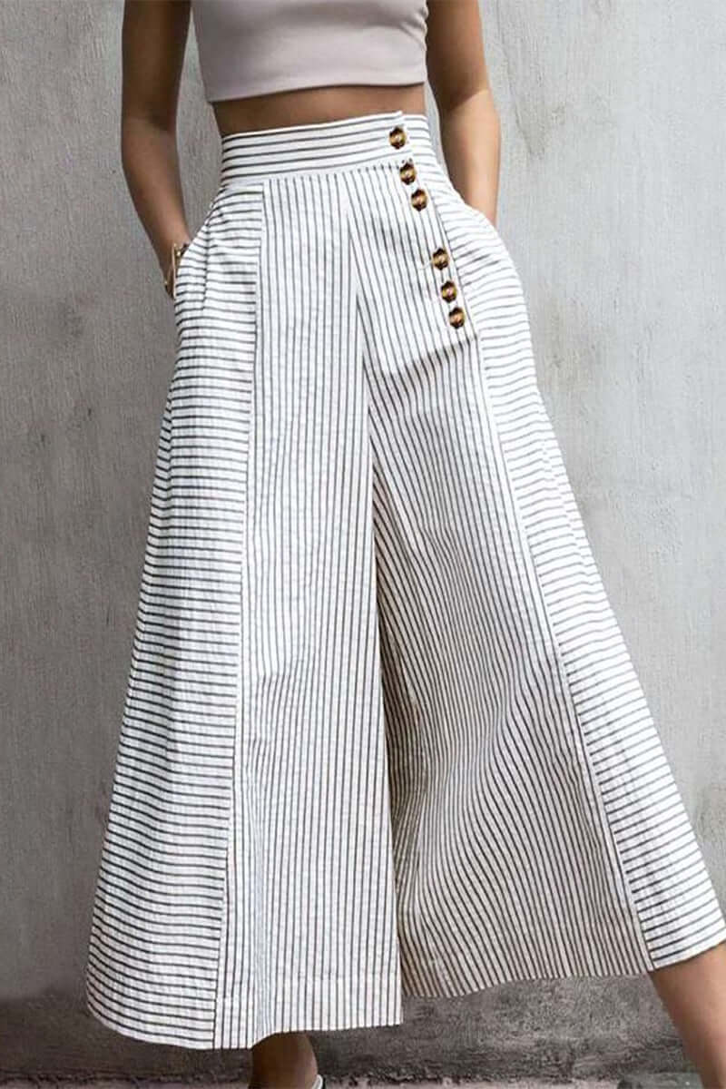 Women's Striped Casual Loose Fit Long Pants