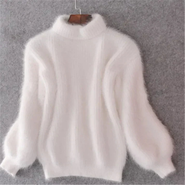 Elegant women's vintage style pullover sweater, perfect for casual chic fall and winter outfits.