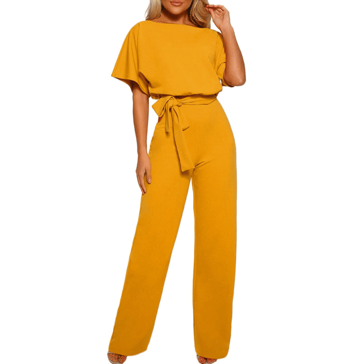 Women's Wide Leg Belted Jumpsuit