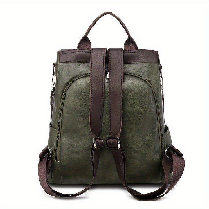 Black anti-theft travel backpack for women. Secure security bag for safe journeys and urban exploration.