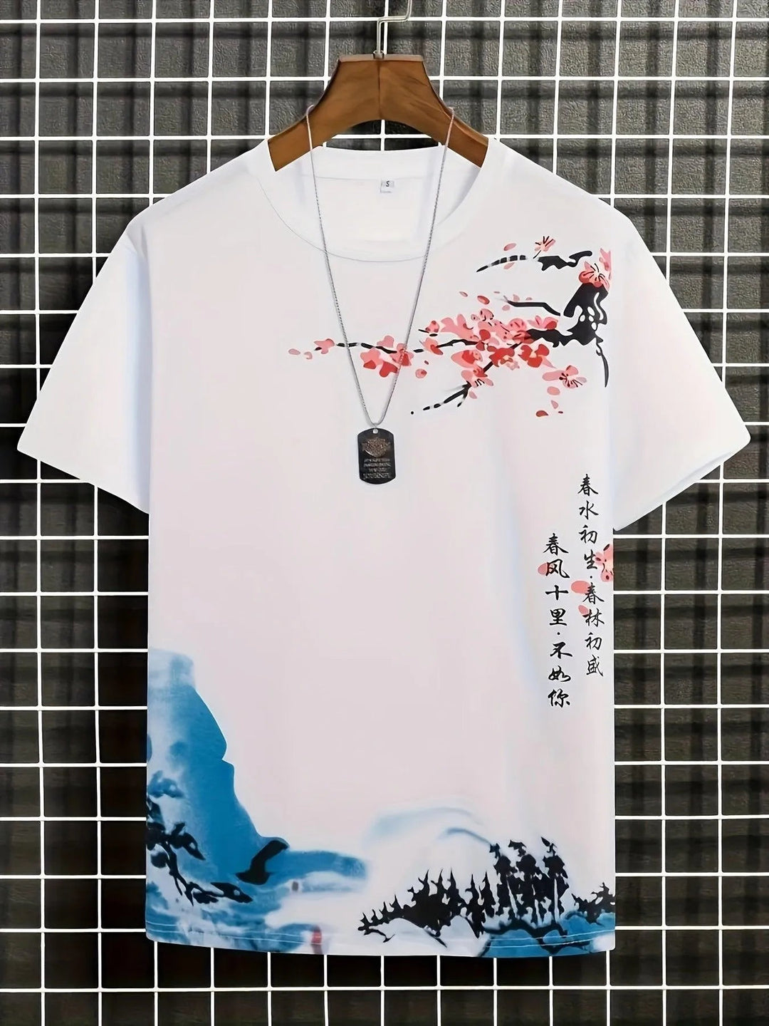 Effortless everyday wear men's t-shirt, unique floral wave graphic, comfortable for any occasion.