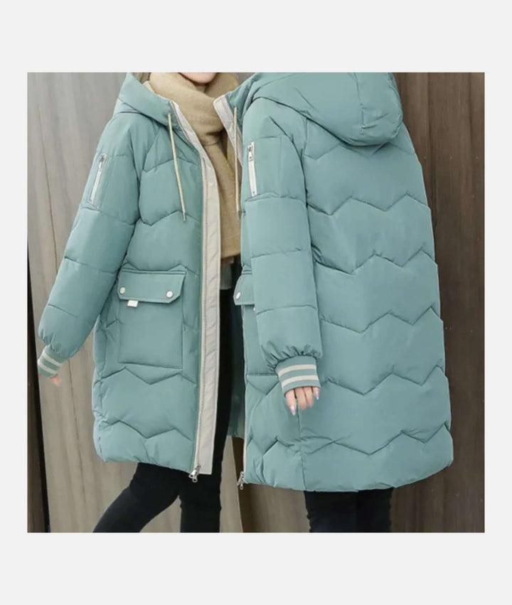 Cozy women's winter coat, elegant and warm jacket for diverse cold weather fashion.