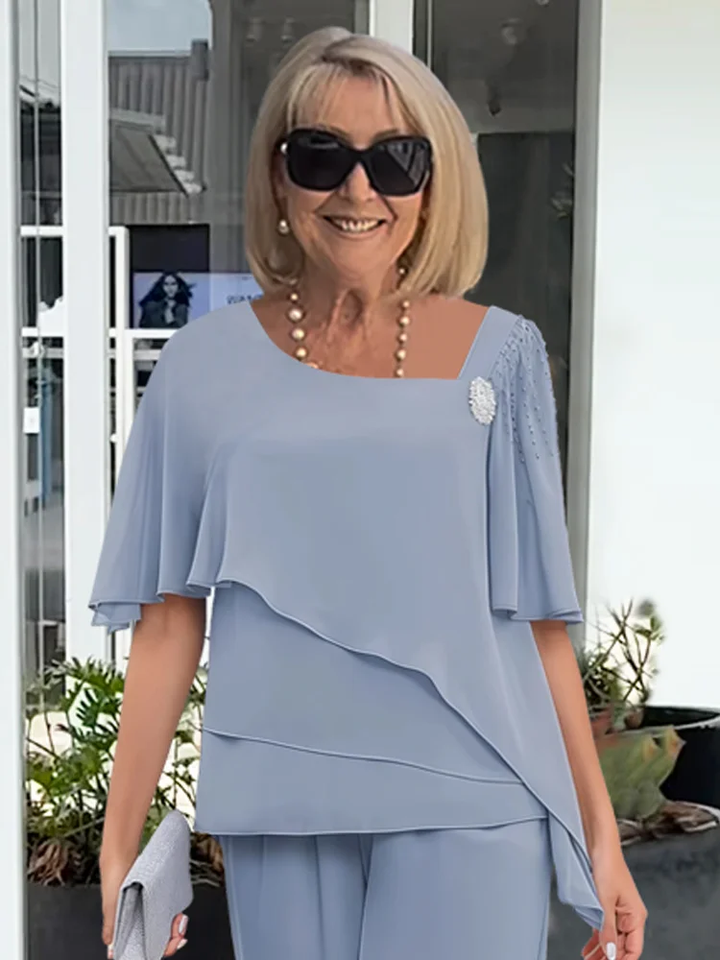 Women's elegant summer co-ord set in light blue, a versatile two-piece for casual chic events & stylish feminine outfits.
