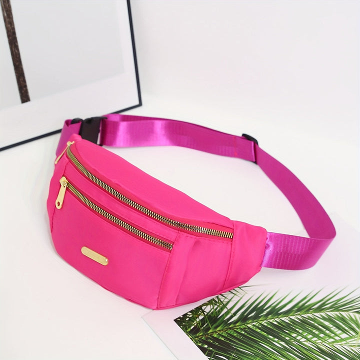 Elegant women's lightweight fanny pack with adjustable strap & multi-zip pockets, great for city trips.