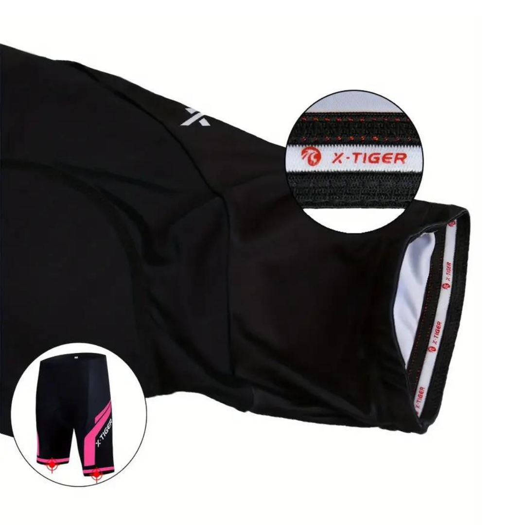 Stylish women's activewear cycling shorts; padded for ultimate comfort, breathable stretch material for bike performance.