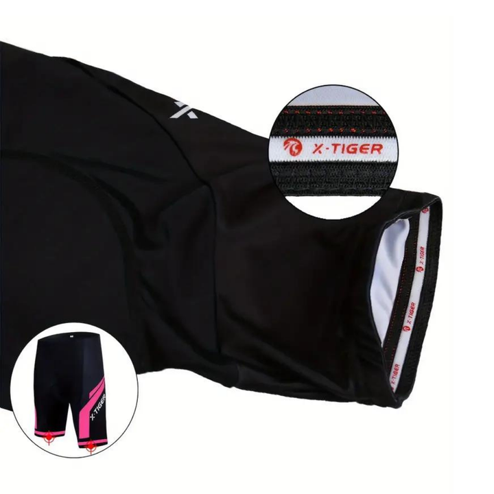 Stylish women's activewear cycling shorts; padded for ultimate comfort, breathable stretch material for bike performance.