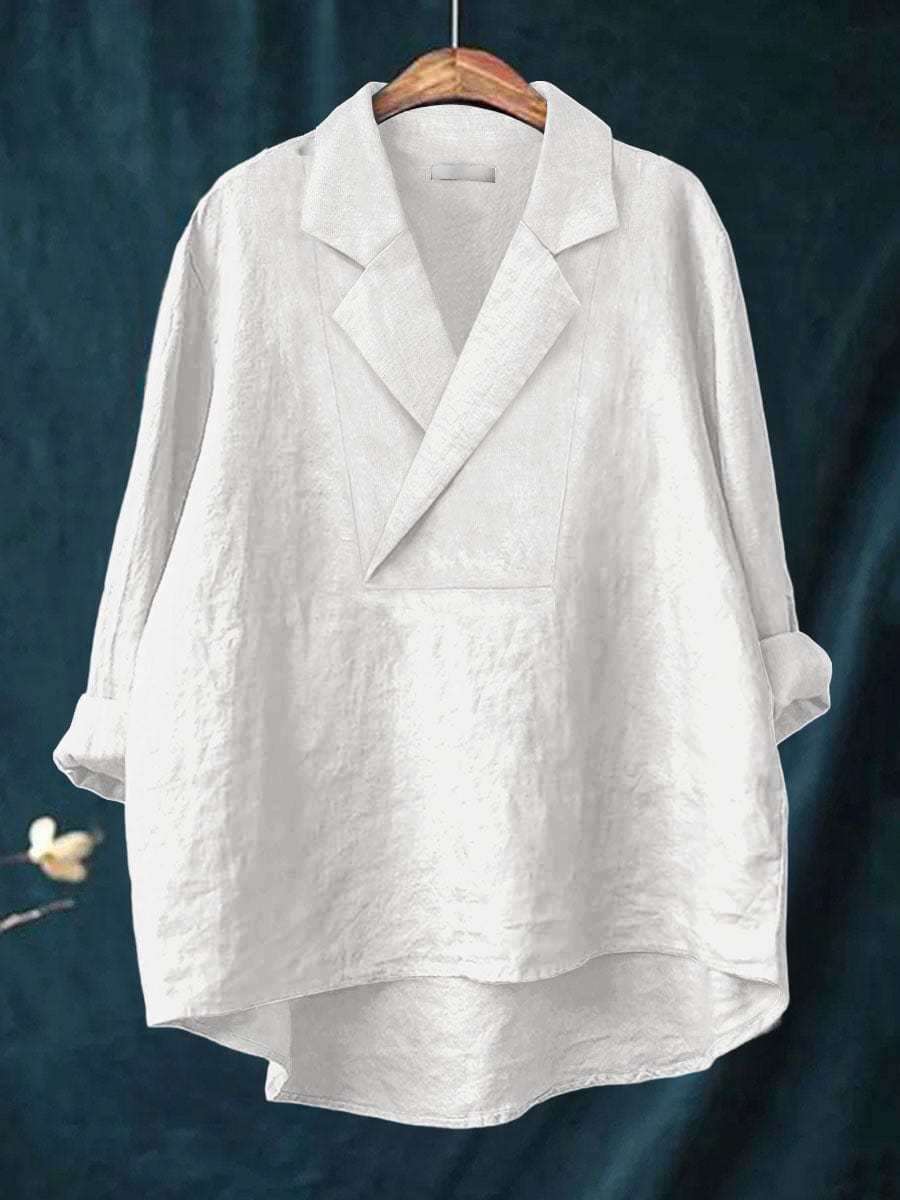 Flowy pink women's lapel blouse, a versatile long-sleeve top for casual elegant outfits and work.