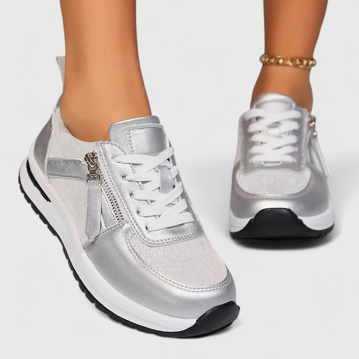 Stylish women's comfort sneakers with arch support, perfect for walking, offering both fashion & function.